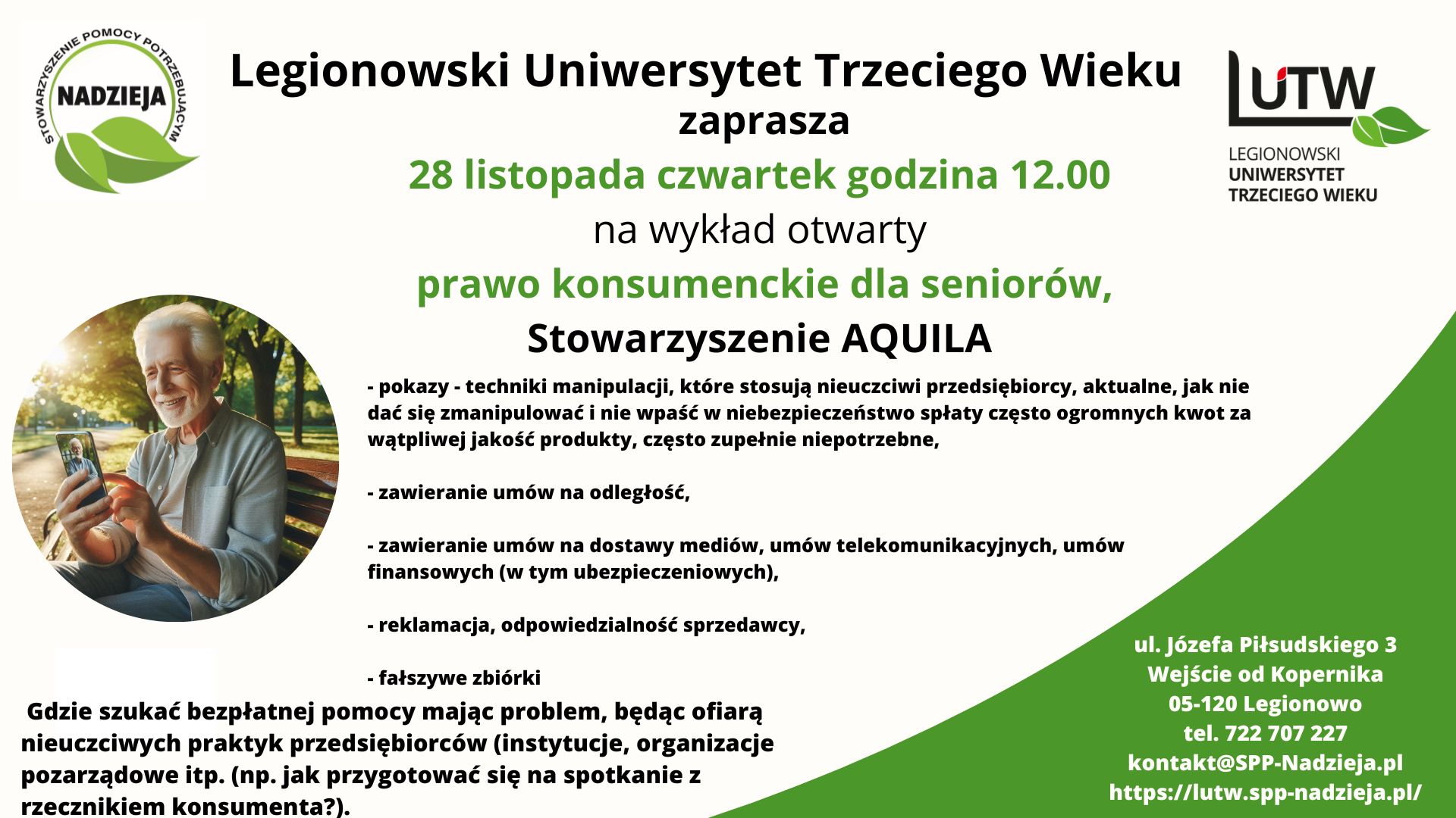 Wykład otwarty: prawo konsumenckie dla seniorów