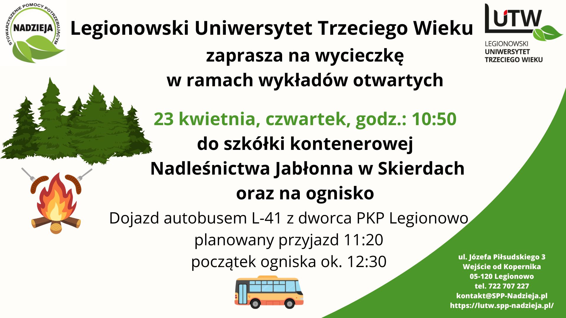 Wycieczka do szkółki kontenerowej Nadleśnictwa Jabłonna w Skierdach oraz na ognisko