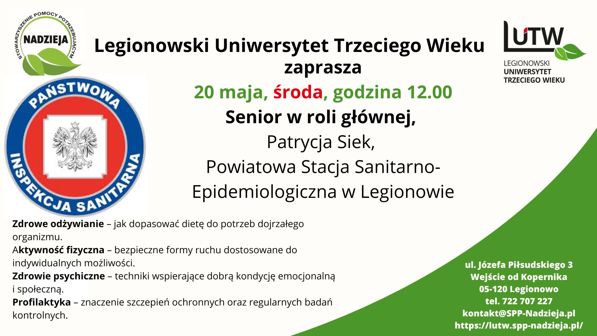 Senior w roli głównej, Patrycja Siek, Sanepid w Legionowie